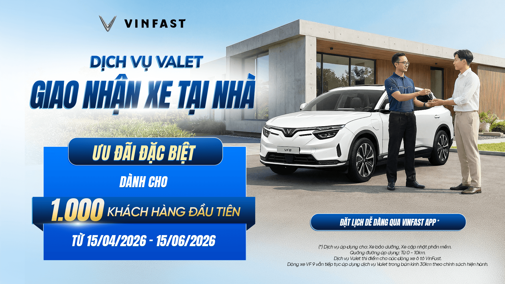 LÀM CHỦ THỜI GIAN – CHĂM XE CHUẨN HÃNG: VINFAST THÍ ĐIỂM DỊCH VỤ VALET – GIAO NHẬN XE TẠI NHÀ